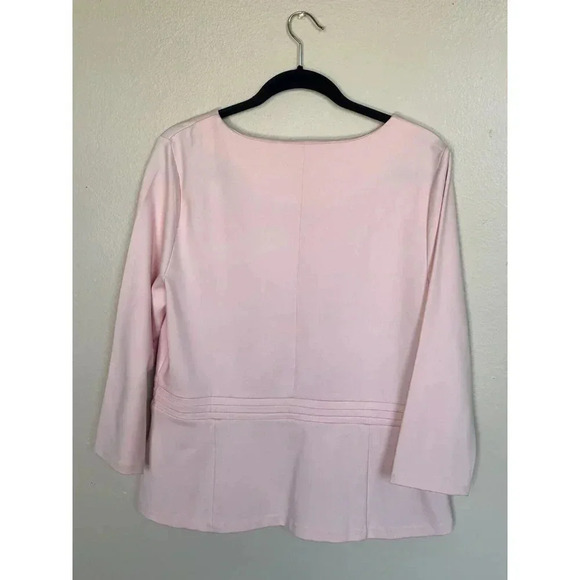 Talbots Pink Peplum Preppy Work Pink Top L Brass Buckle - Picture 7 of 10